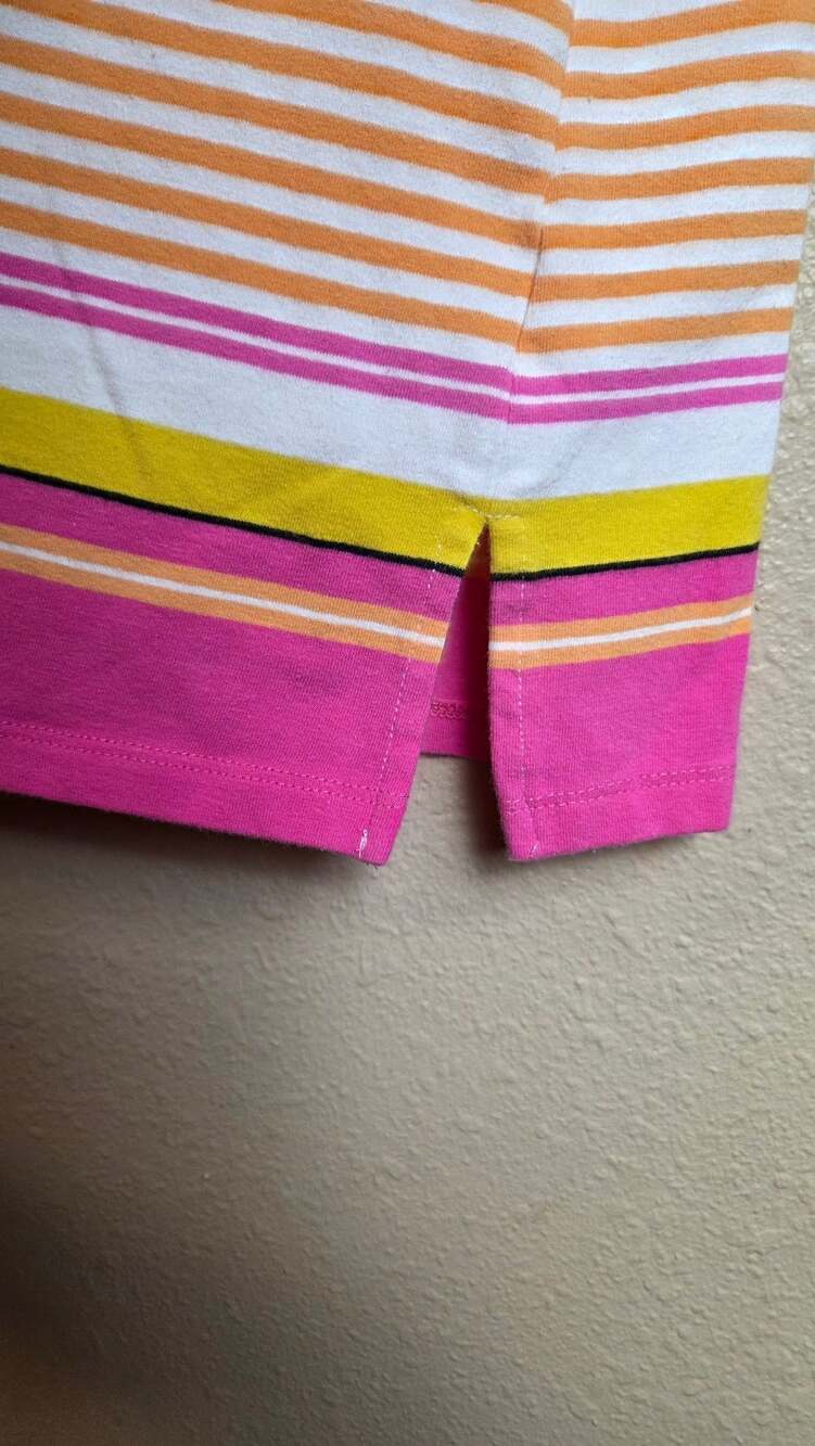 Ruby Rd. Striped Top Multi Color Roll Tab Sleeve - Picture 5 of 6